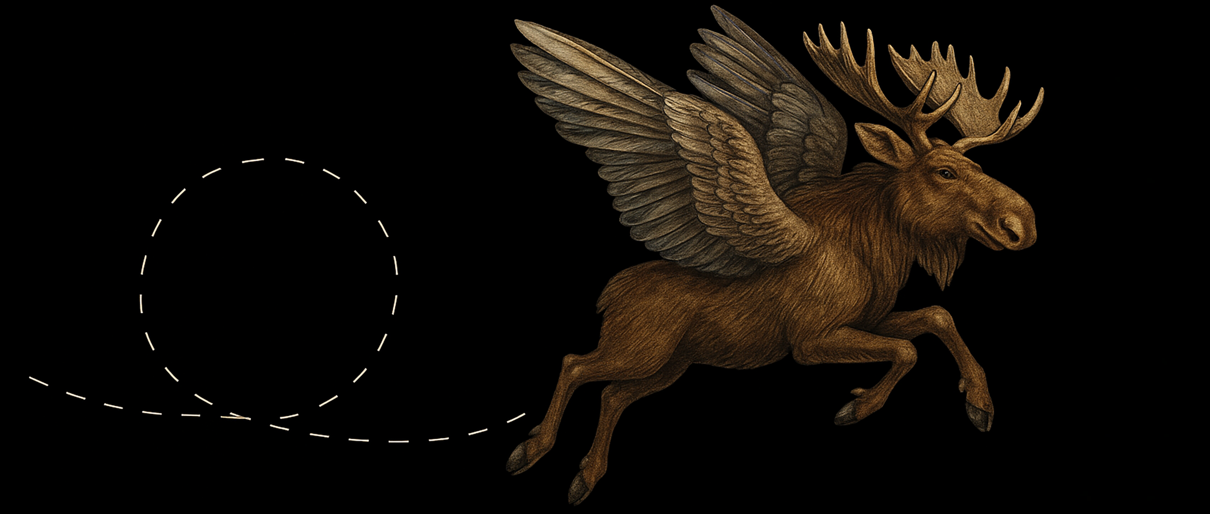 Illustration med flygande älg.